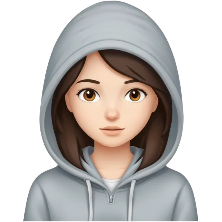 brunette clean girl wearing a hoodie  emoji