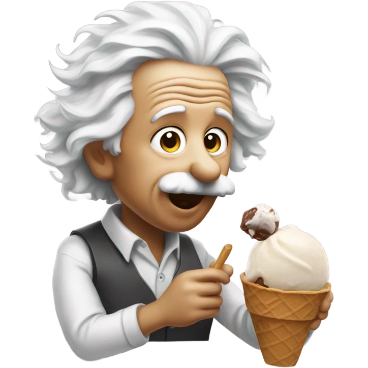 Einstein eating chocolate ice cream emoji