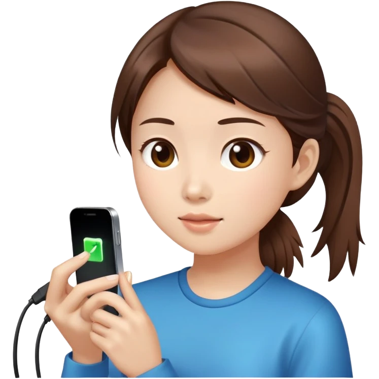  A chinese girl using a phone while charging emoji