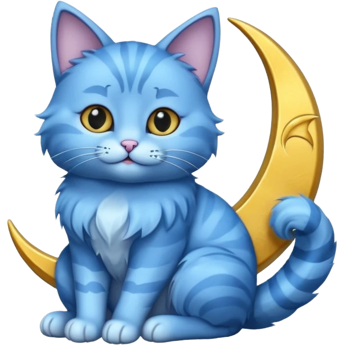 Blue cat holding a moon 🌙🐱 emoji