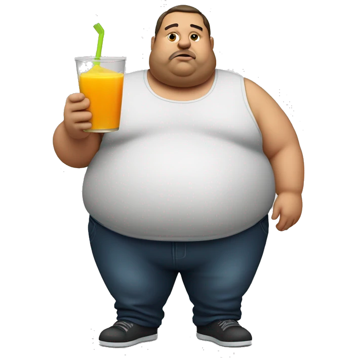 Fat man with juice emoji