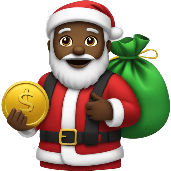 Black Santa with a money bag emoji