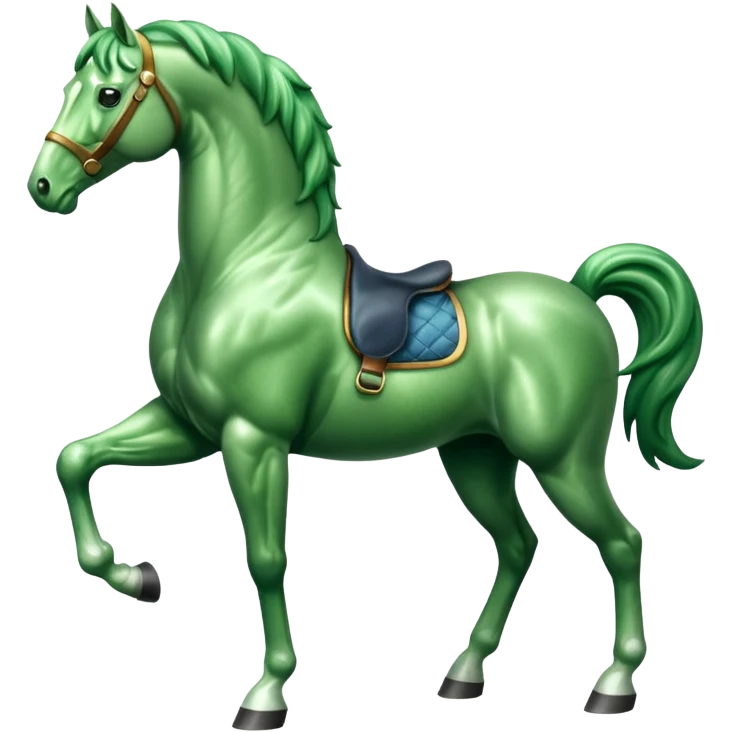 Green horse standing up with two feets facing right  emoji