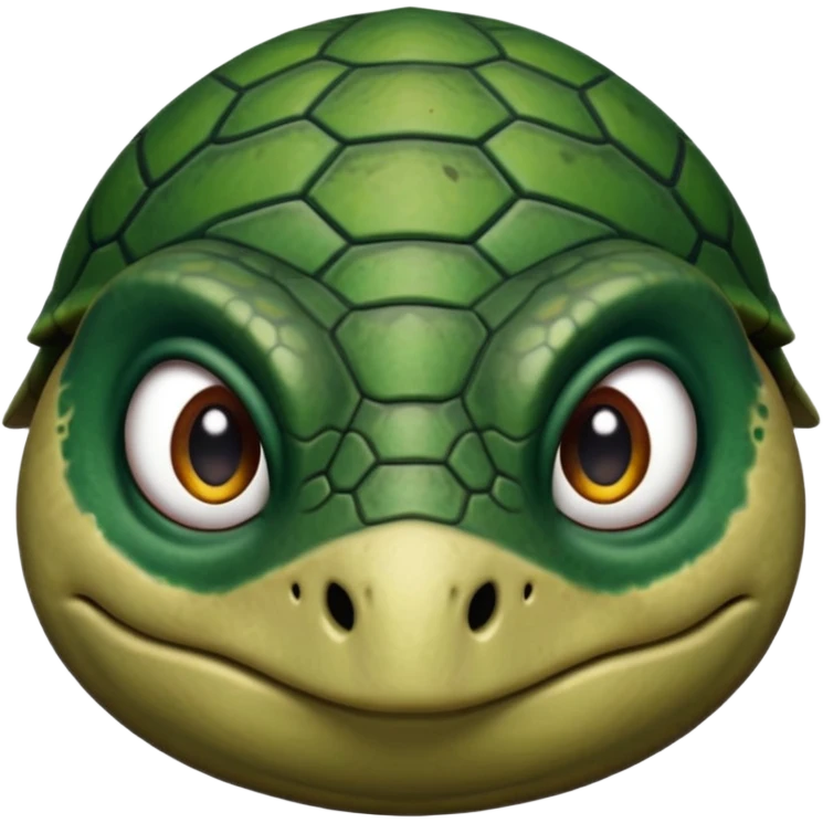 Angry dark green turtle that has half closed eyelids emoji