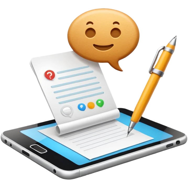 3D icon symbolizing writing a review and sharing opinions, food app context, single object, modern and clean style, soft lighting, isolated, no background emoji