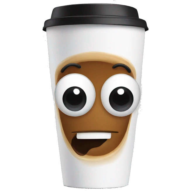 coffee cup with googly eyes emoji