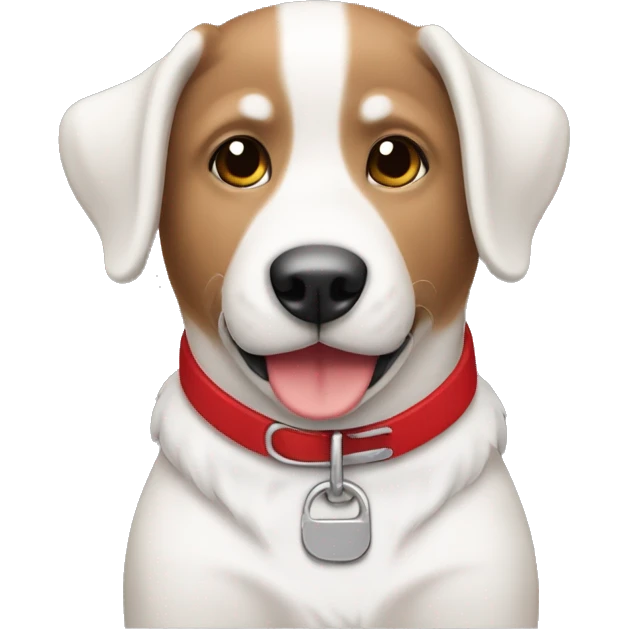 Perro cafe con blanco Y COLLAR ROJO emoji