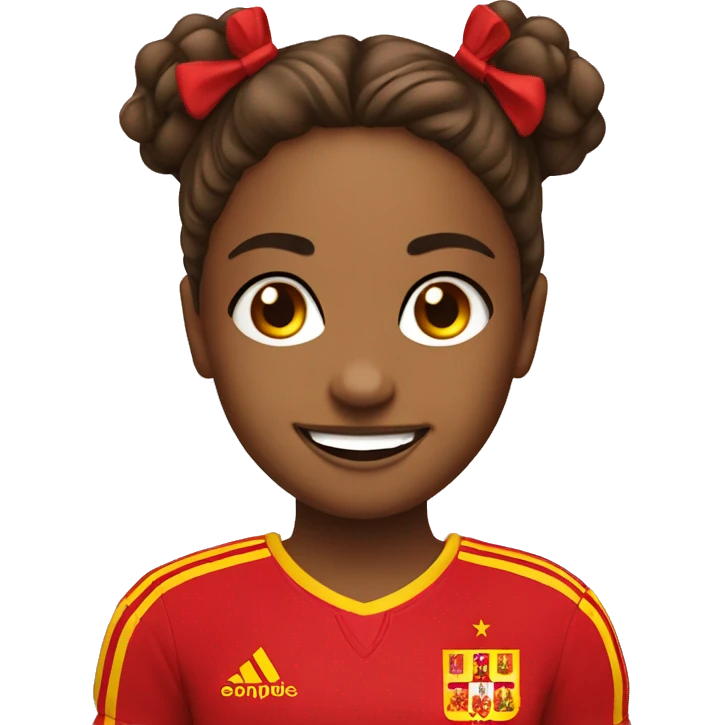 smiling girls with a spain trikot emoji