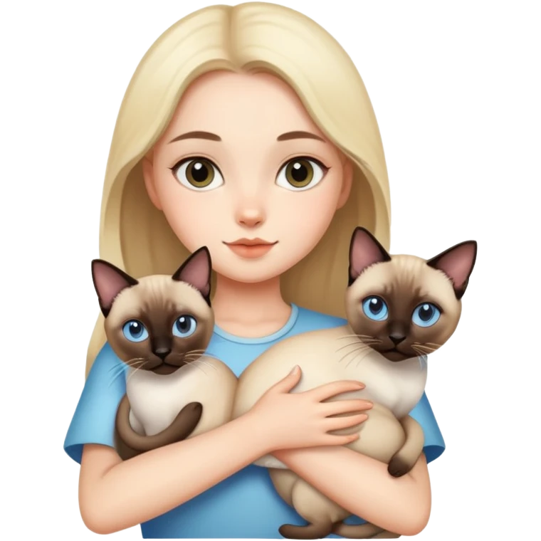 Girl holding a Siamese Cats emoji