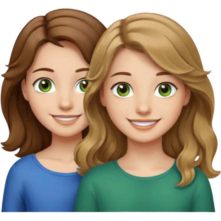 make me and my best friend togheter i have shoulder-lenght brown hair and light brown eyes and she has long wavy hair blonde/brown hair and green/blue eyes emoji