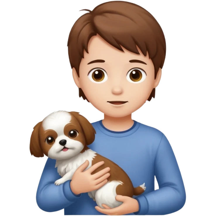 Kid with his shitzu, with brown hair emoji