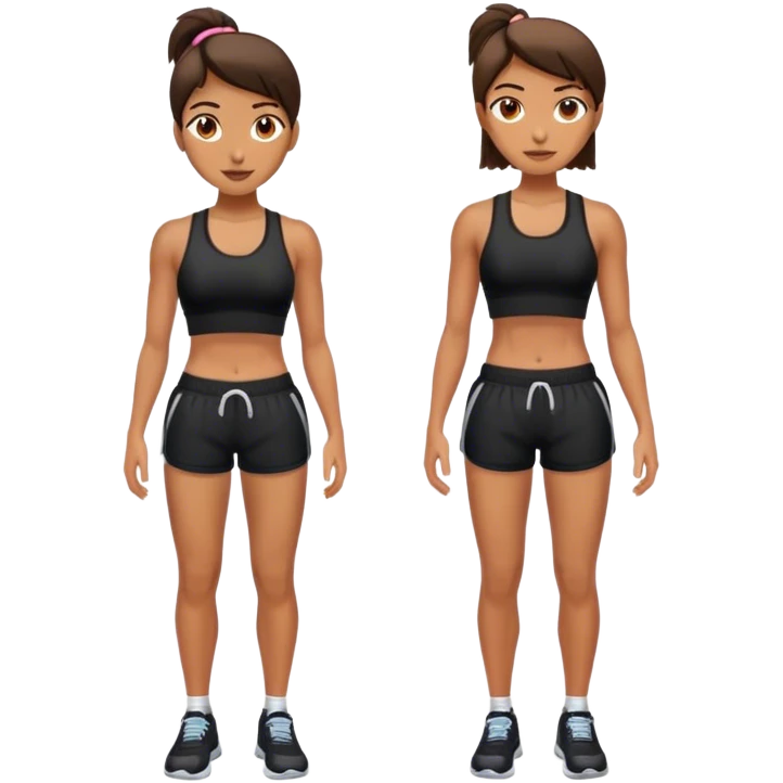 front view of full legs female with black gym shorts emoji