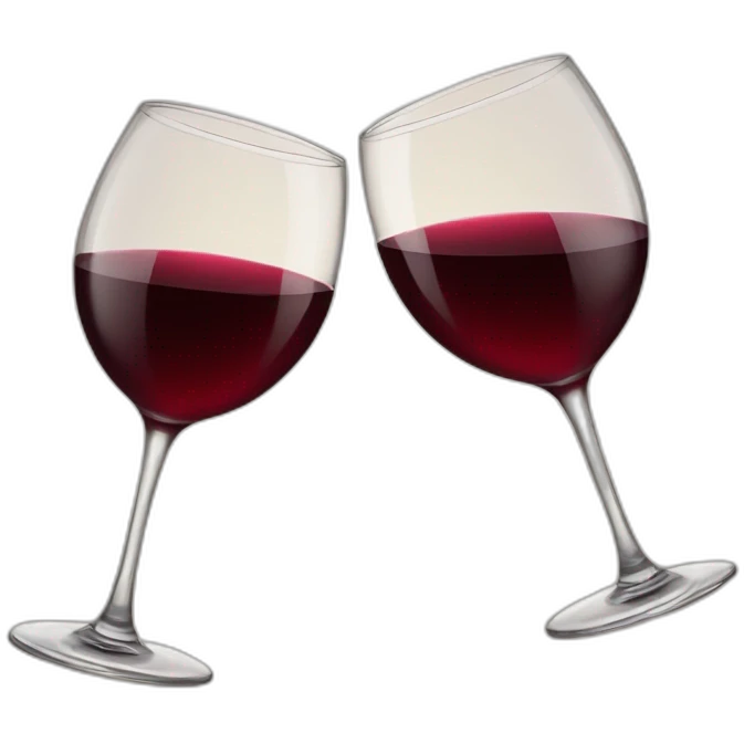 Two glasses of red wine are toasting emoji