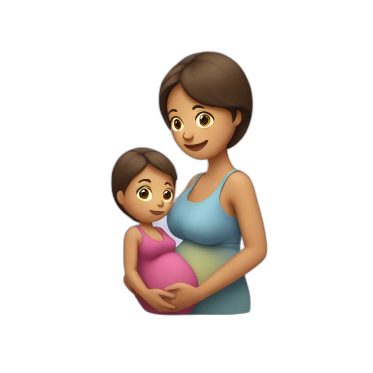 A pregnant woman with another child in the hand  emoji