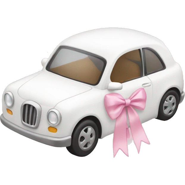 white little car with light pink bows  emoji