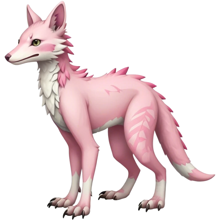 Feral Rare Fantasy cute pastel pink Vernid-Sergal-Trico-species by LiLaiRa, markings, full body, 4 legs emoji