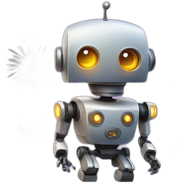 robot with fireworks emoji