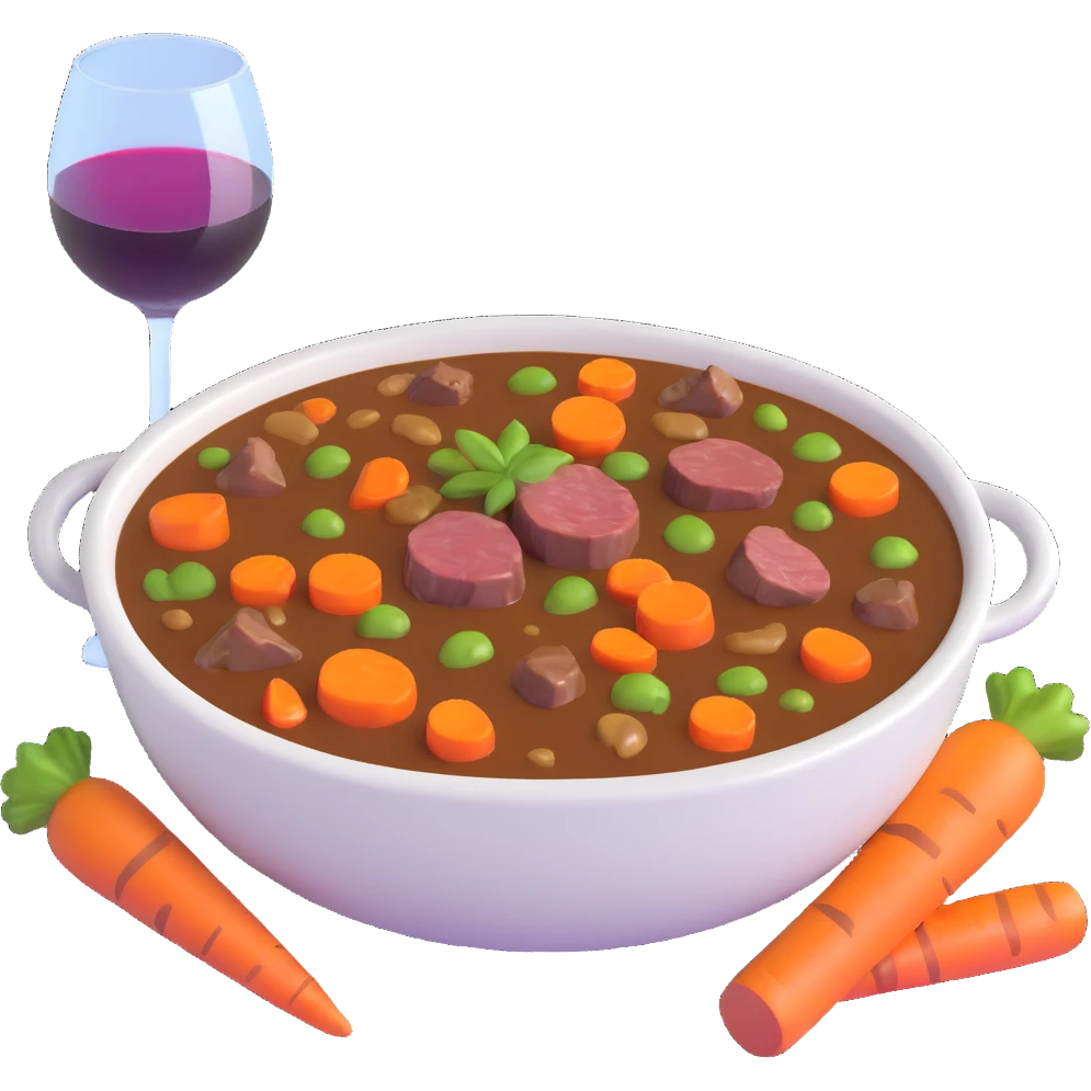boeuf bourguignon french beef stew with carrots and wine emoji