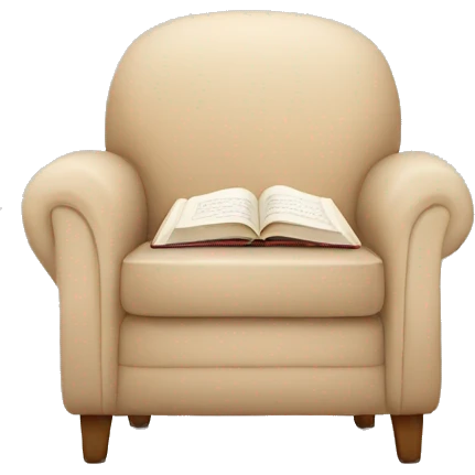 Beige Armchair with blanket and book emoji