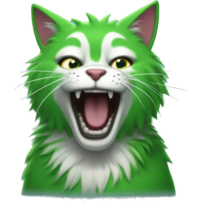 green furry anthro screaming cat emoji