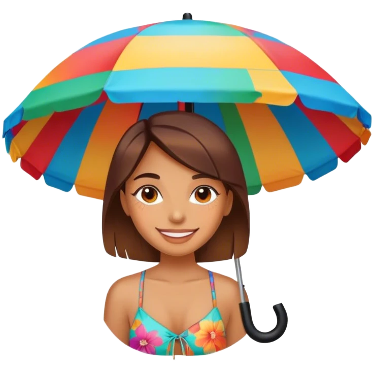 smiling girl under beach umbrella tattoo emoji