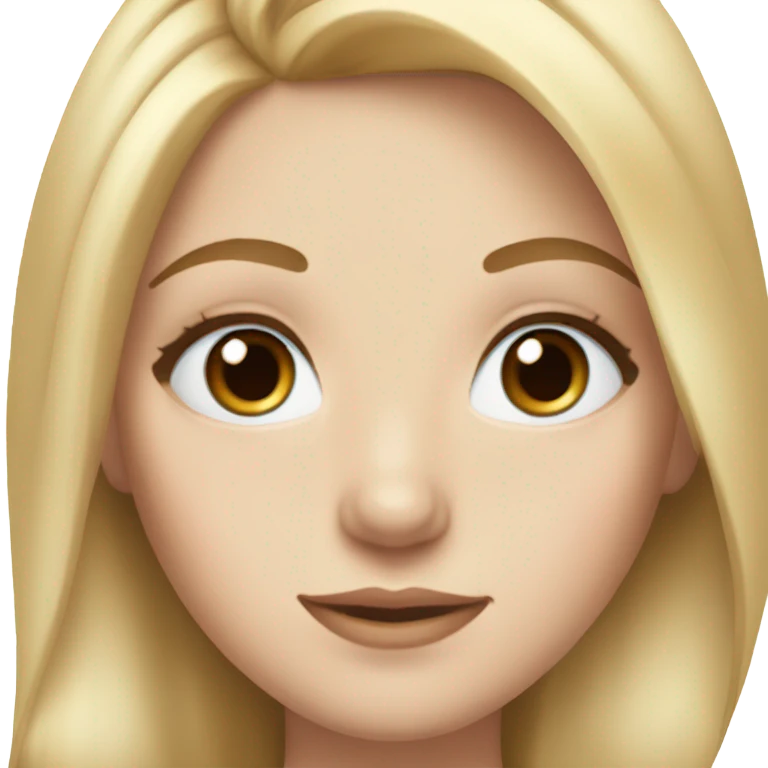 a white girl with blue eyes and pretty lashes with blonde/brown hair emoji