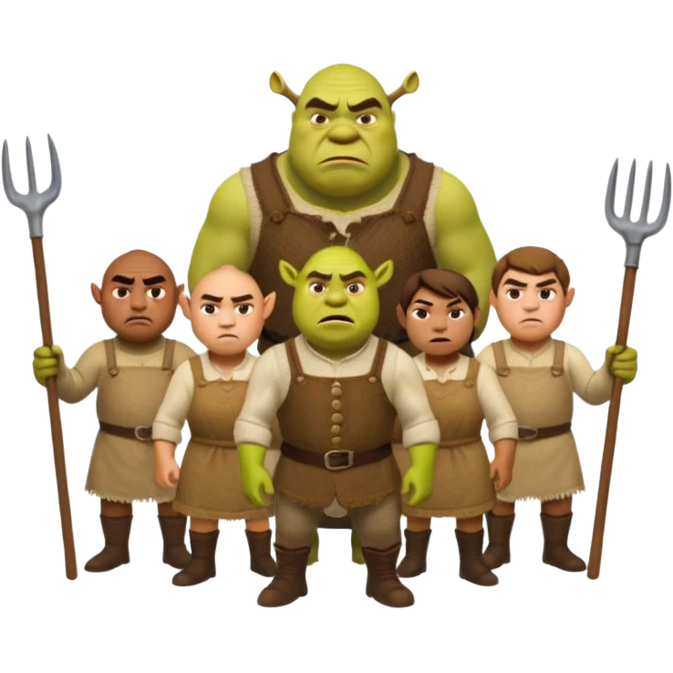 les villagois dans shrek avec des fourches emoji