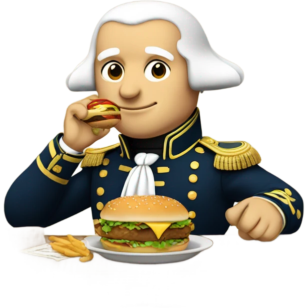 George Washington eating a hamburger emoji