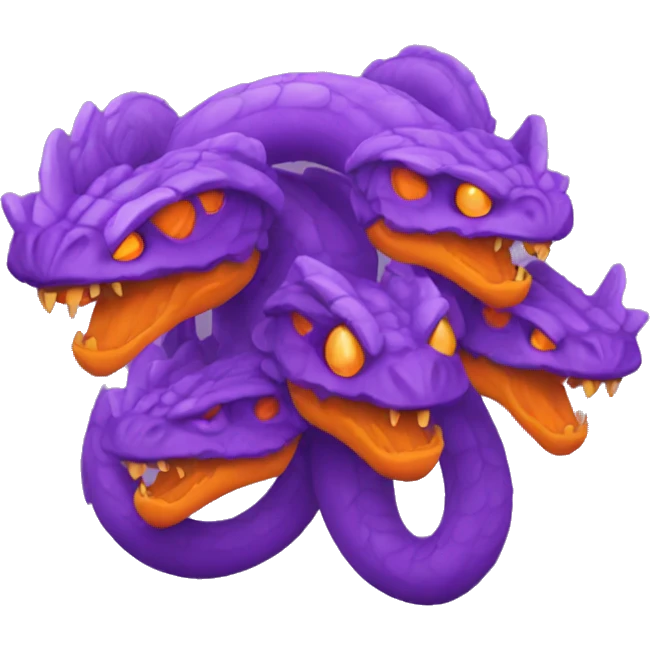purple and orange hydra with 3 heads emoji