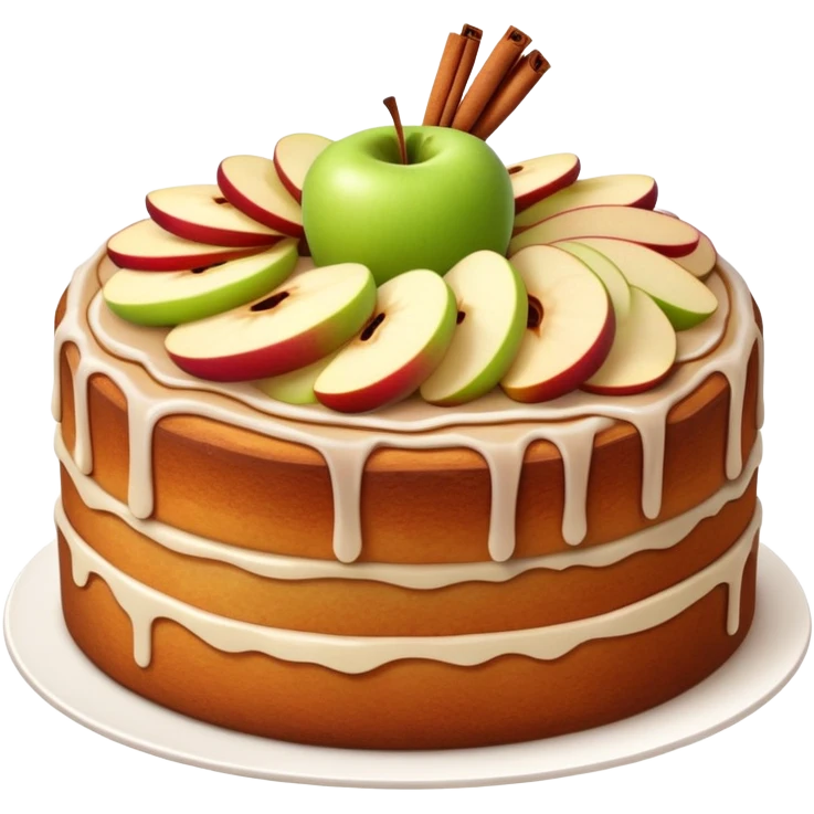 cinematic-realistic-apfelkuchen-dessert-emoji,-depicted-as-a-classic-apple-cake-with-cinnamon-and-thinly sliced apples on the top a few neatly spread out-rendered-with-soft-textures-and-warm,-inviting-lighting. emoji