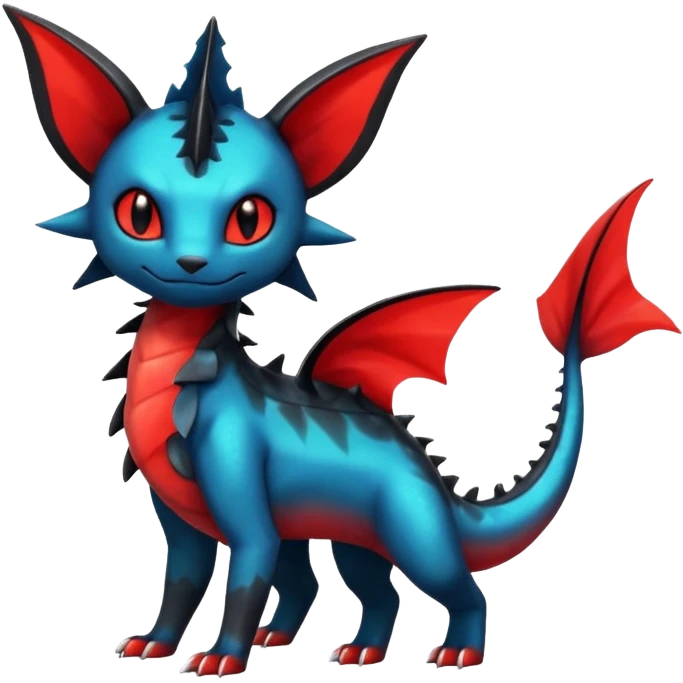 Shiny Red And Black Colorful Litten-Salandit-Vaporeon-Fakémon-hybrid-creature (full body)  emoji