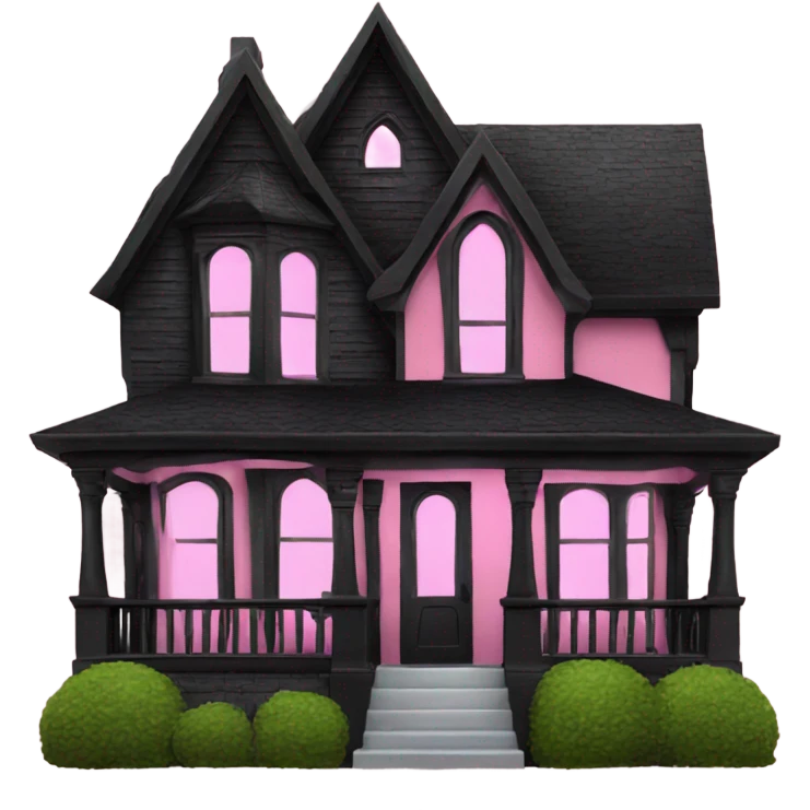Black gothic house with pink trim emoji