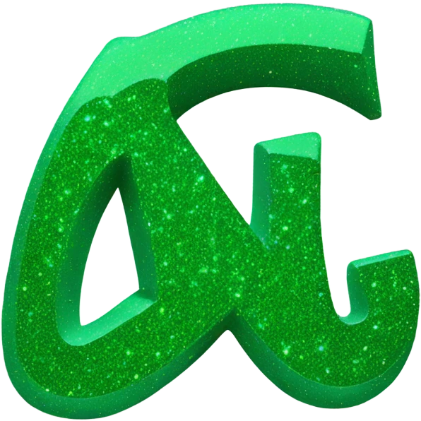 green Glitter letter G AND m emoji
