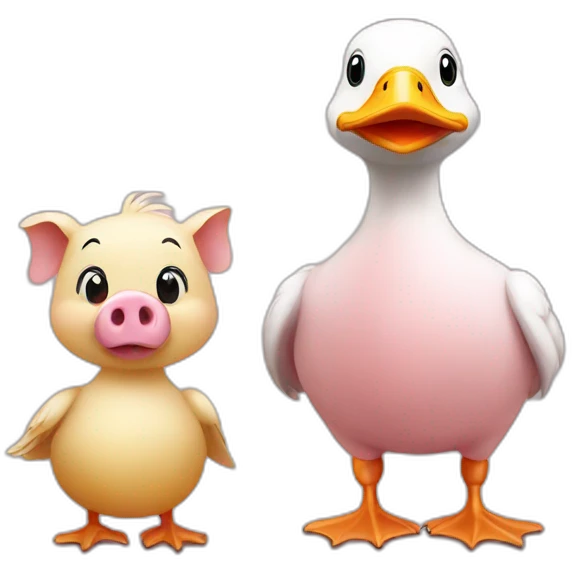 A duck standing with a pig emoji