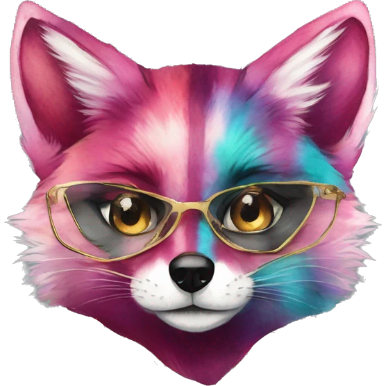 Pink magenta burgundy maroon cyan beige gray fox black stripes wearing gold jewellery gold piercings gold ear piercing gold nose piercing vintage watercolour tie dye black raven wings emoji