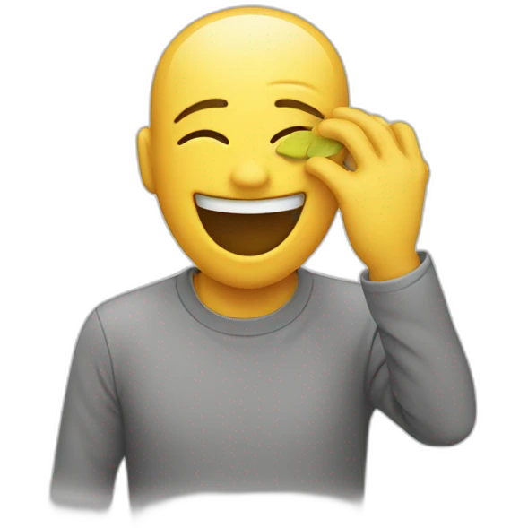 laughing and covering eyes with hand emoji