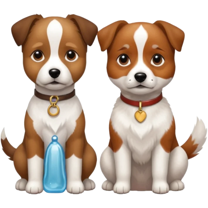 shizu-puddle mix dog sitting next to jack rassel dog emoji