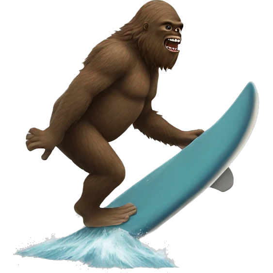 Sasquatch surfing on a shark  emoji