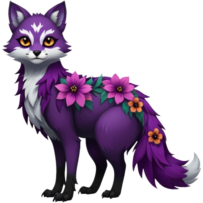 Multicolored gloomy dark edgy gothic spooky warm badass realistic floral exotic Falvie-Fionbri-fursona, full body emoji