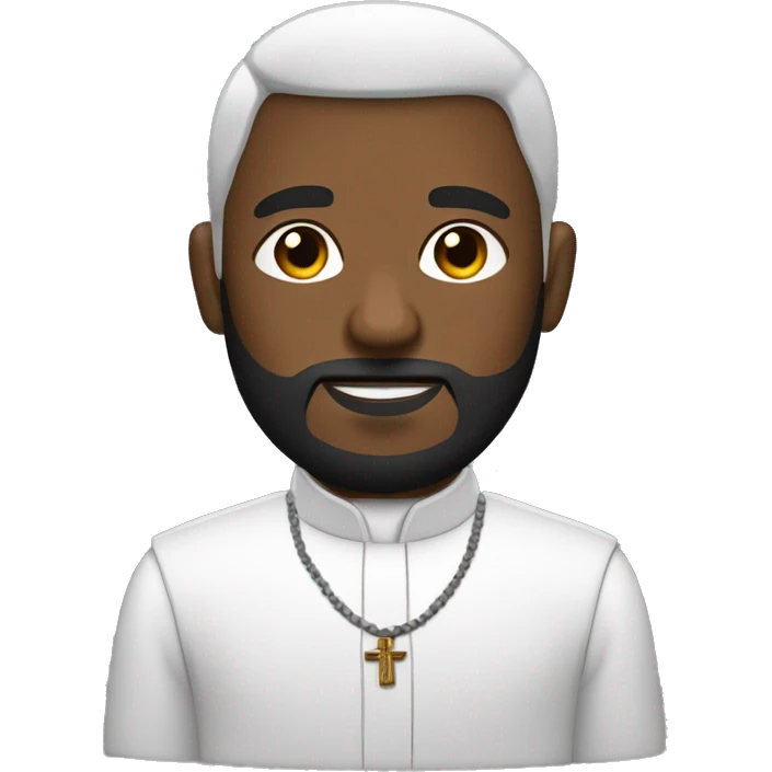 sacerdote con barba con  piel blanca con traje negro y crucifijo en la mano emoji