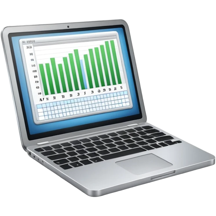 apple style emoji of a laptop showing a spreadsheet on screen emoji
