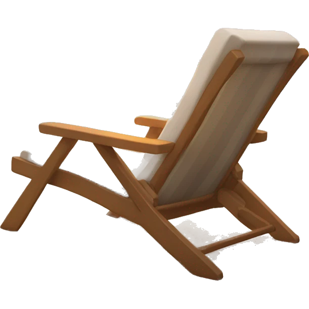 A calm beach scene with gentle waves, a comfortable lounge chair, and the warm glow of the sunse emoji
