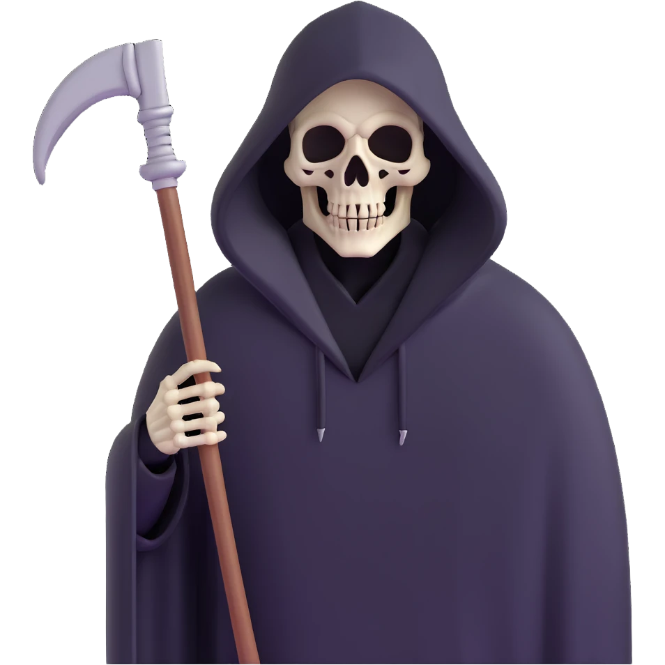 hooded grim reaper with skeletal face emoji