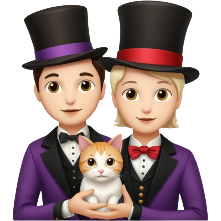 magician couple and their pet cat emoji