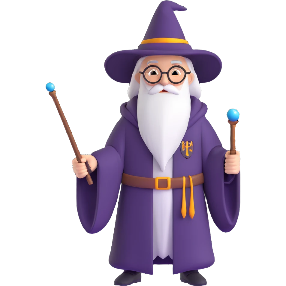 Harry Potter wizard with wand and Hogwarts robe emoji