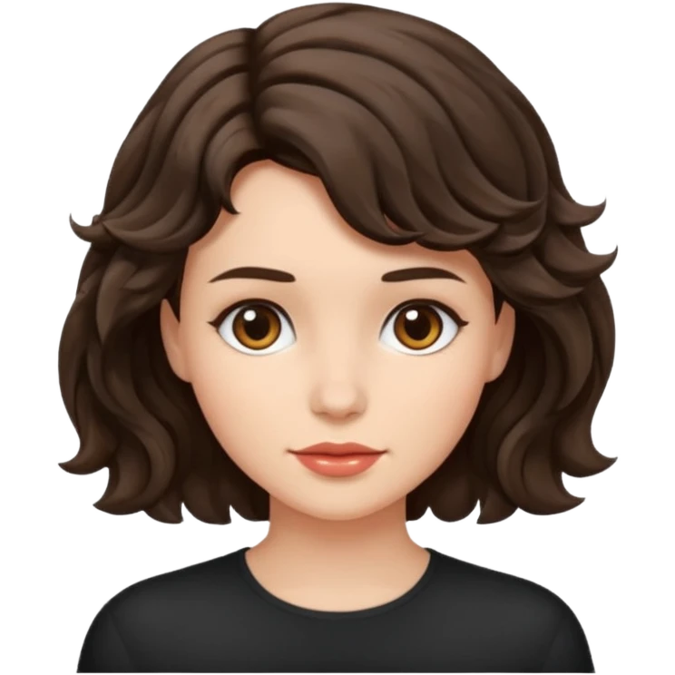 mulher, morena, cabelo ondulado e curto, rock. emoji