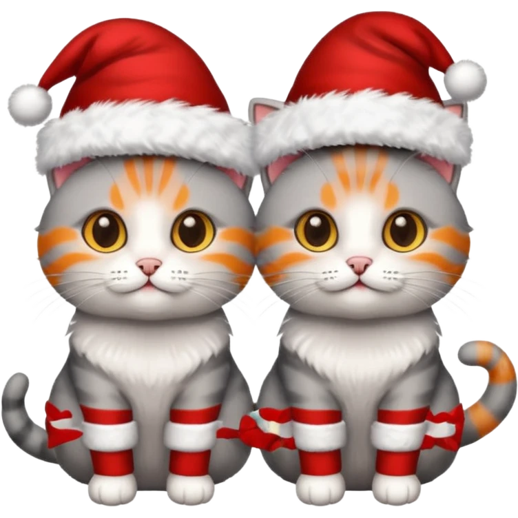 grey cats with Christmas hats emoji