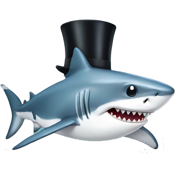 Shark with a top hat emoji