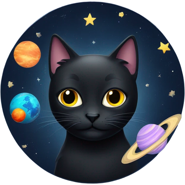 Black cat in space emoji
