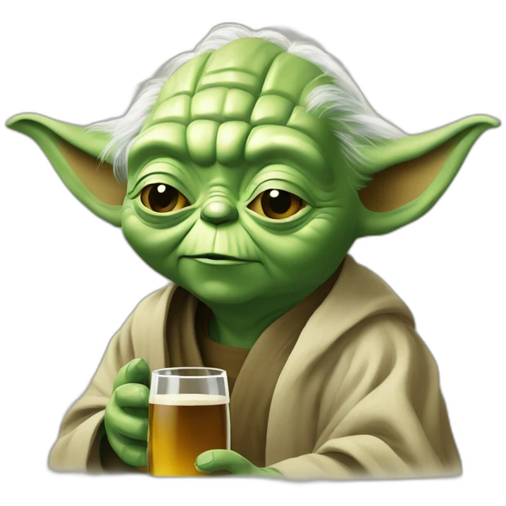Yoda buvant une bière emoji